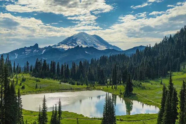 Mt. Rainier highlights - old forest, falls and glaciers